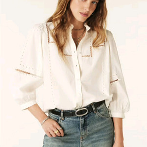 바앤쉬 아이보리 러플 블라우스 S, 바네사브루노, 이자벨마랑, 컨템포러니, 산드로, 마쥬, 리엘 이미지