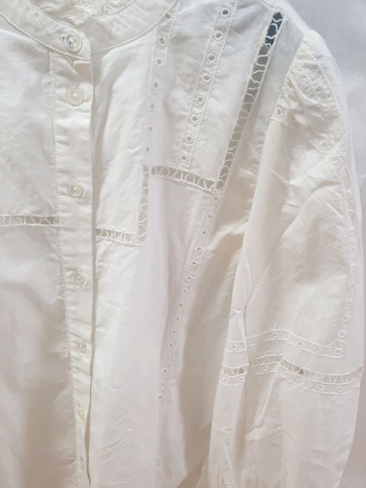 바앤쉬 아이보리 러플 블라우스 S, 바네사브루노, 이자벨마랑, 컨템포러니, 산드로, 마쥬, 리엘 이미지