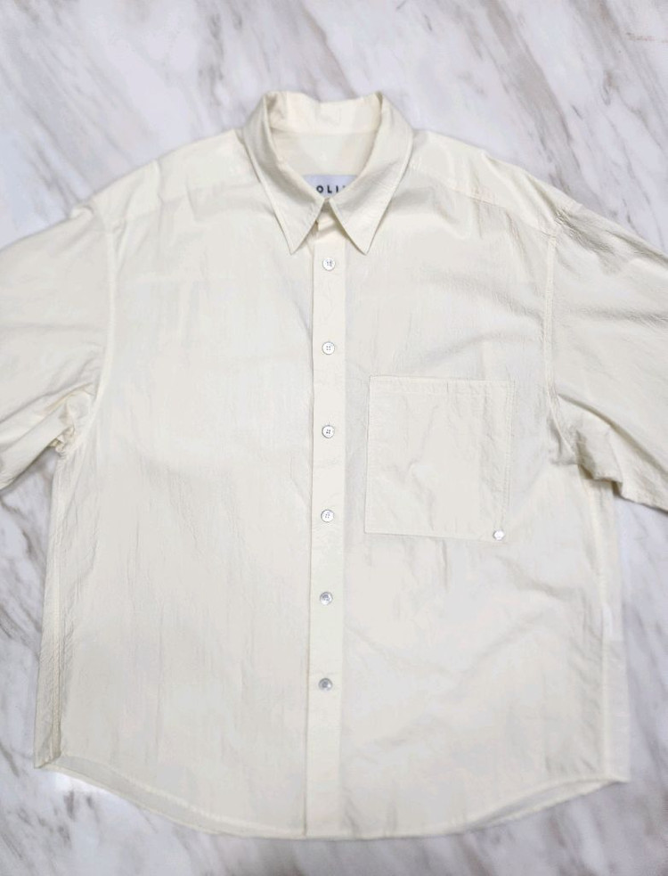 [정품 남여공용] 솔리드옴므 연 베이지색상 기능성 긴팔 셔츠 46 사이즈 코오롱스포츠 에피그램 k2 아미 꼼데가르송 이미지