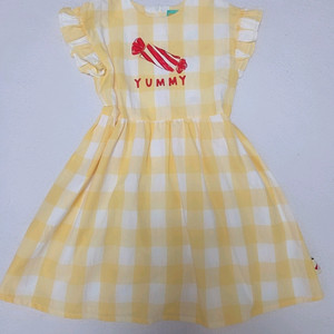 아이러브제이 여아 옐로우 체크무늬 원피스 2xl사이즈(9-10세) 이미지