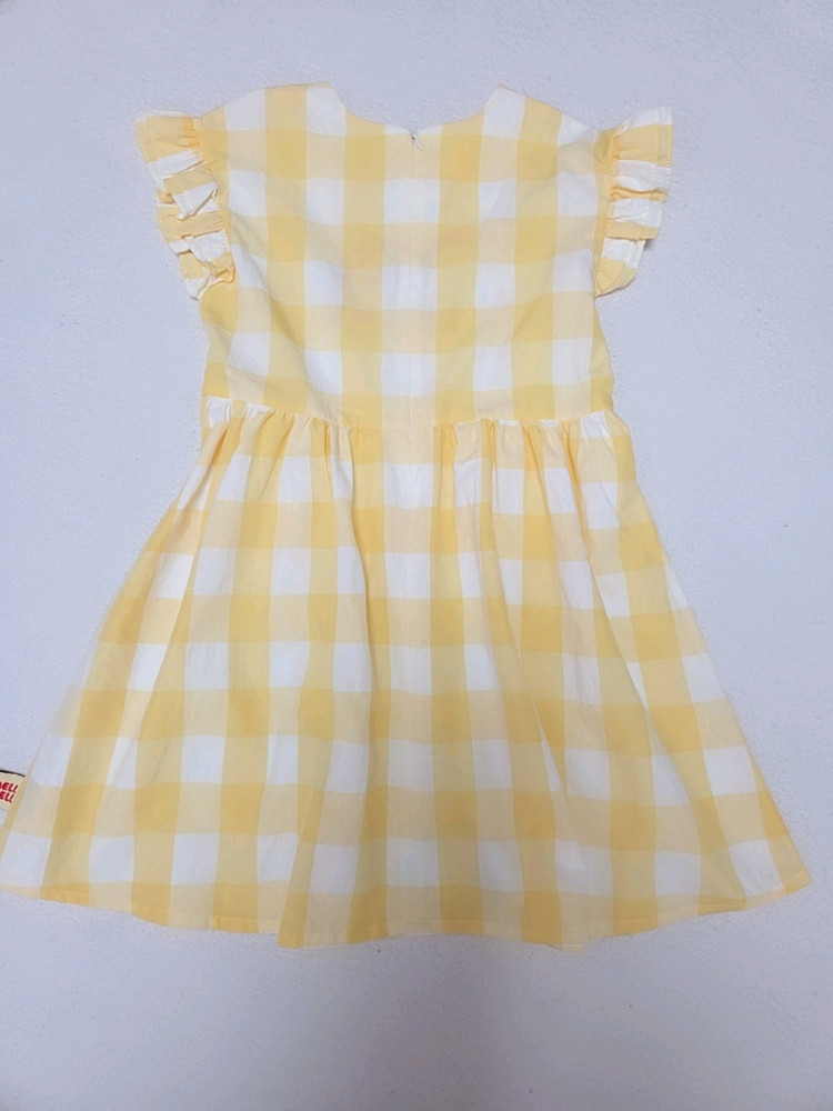 아이러브제이 여아 옐로우 체크무늬 원피스 2xl사이즈(9-10세) 이미지