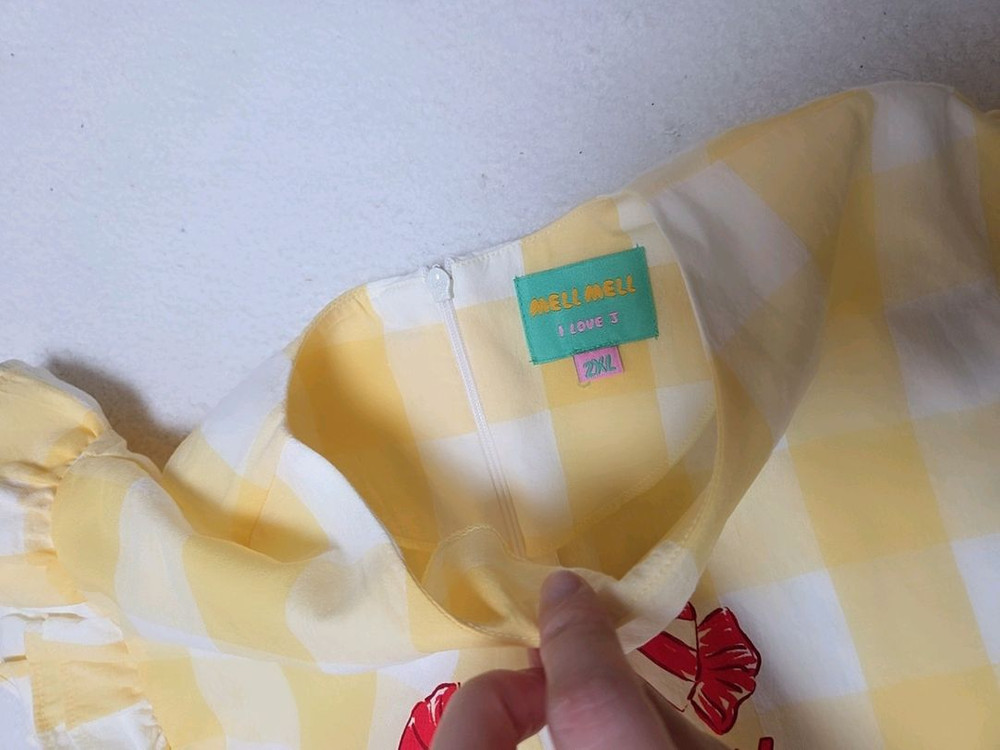 아이러브제이 여아 옐로우 체크무늬 원피스 2xl사이즈(9-10세) 이미지