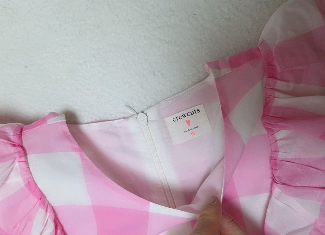 크루컷 여아 핑크 체크 프릴 원피스 10y 이미지