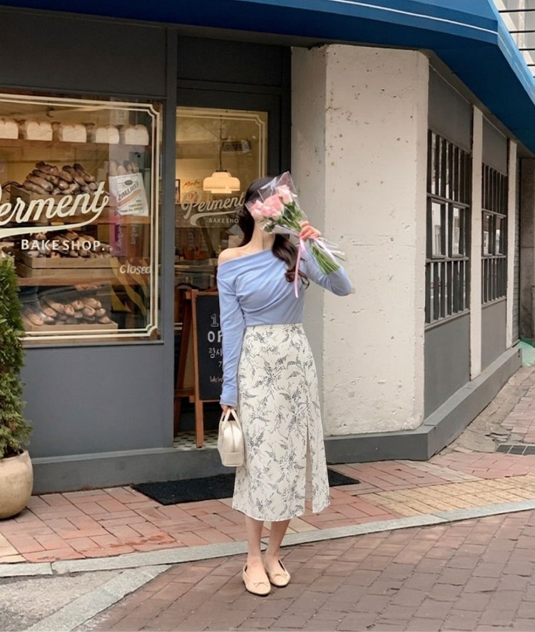 새상품) 아이보리 롱 스커트 이미지