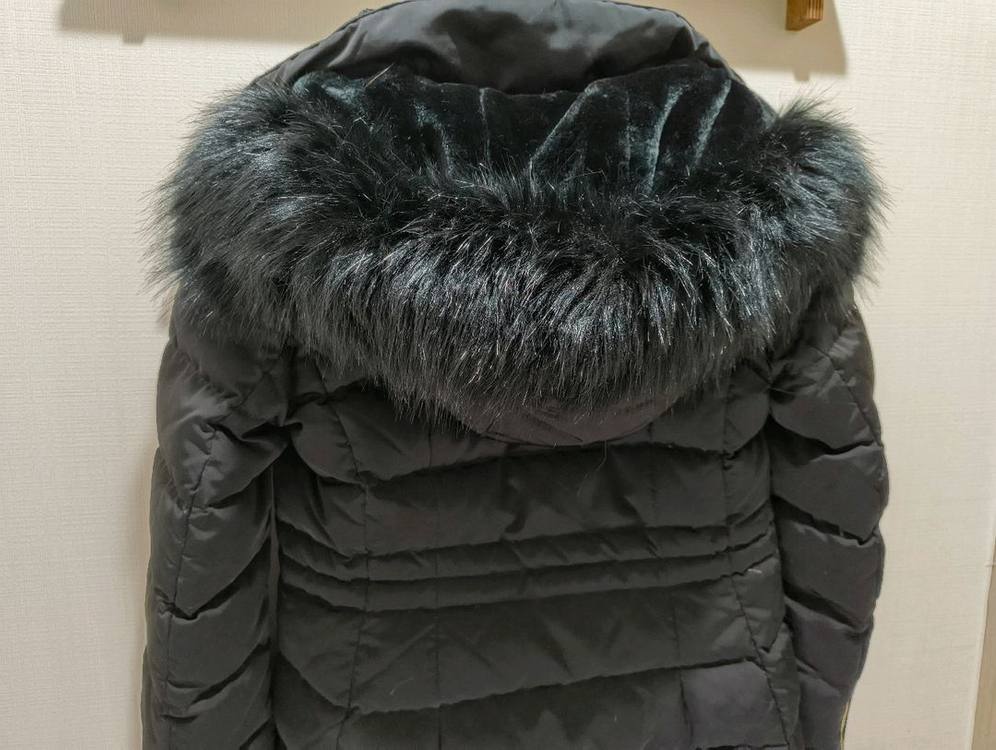 ZARA 자라 여성 블랙 후드 퍼 다운 롱패딩 xs사이즈 이미지