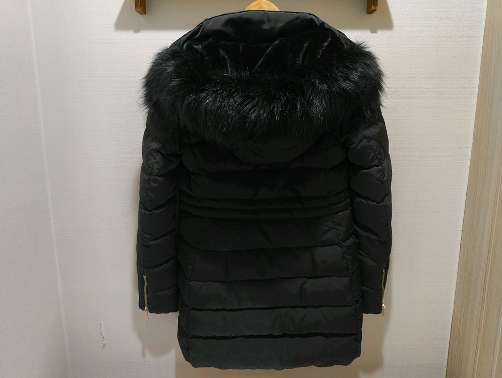 ZARA 자라 여성 블랙 후드 퍼 다운 롱패딩 xs사이즈 이미지
