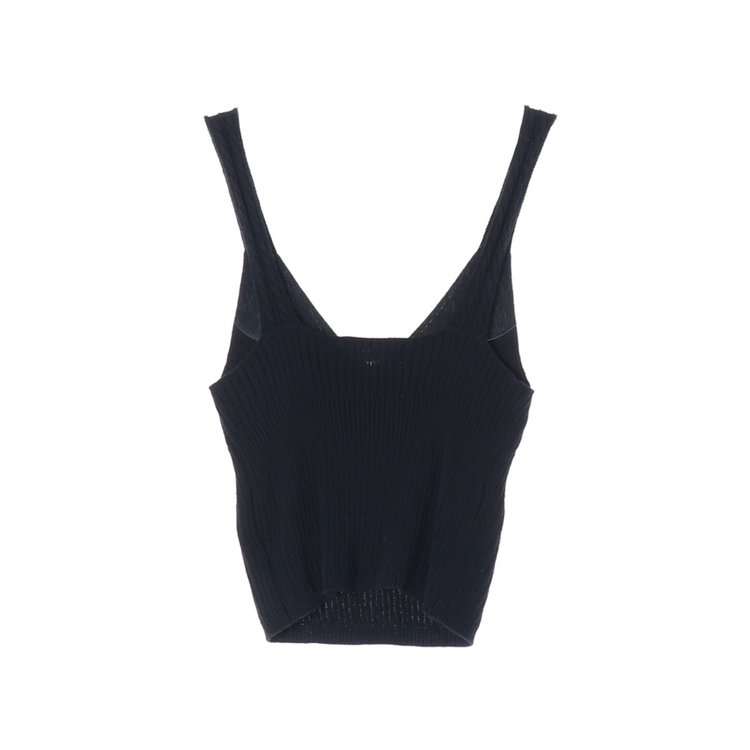 포에토 트위스트 슬리브리스 브이넥 니트 나시 탑 네이비 이미지