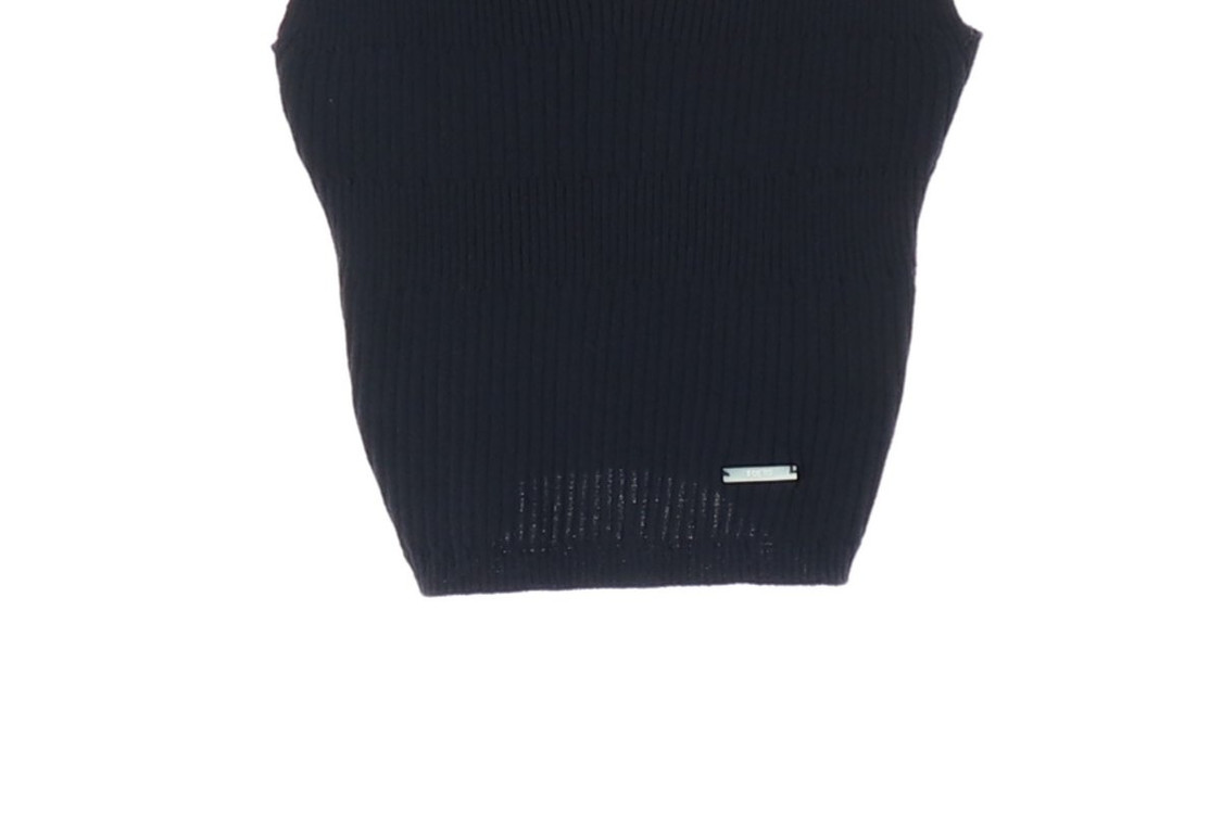 포에토 트위스트 슬리브리스 브이넥 니트 나시 탑 네이비 이미지