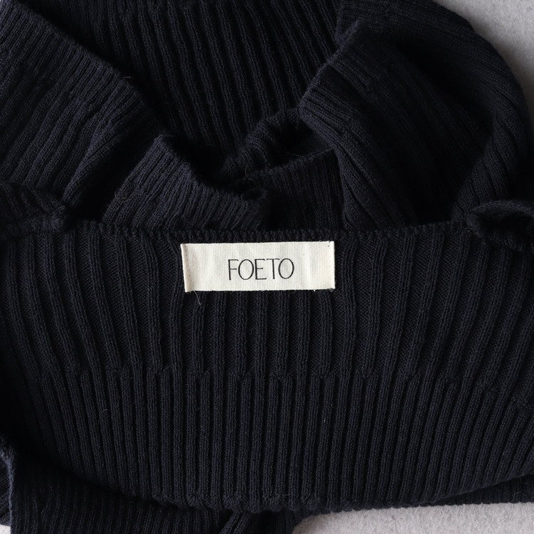 포에토 트위스트 슬리브리스 브이넥 니트 나시 탑 네이비 이미지