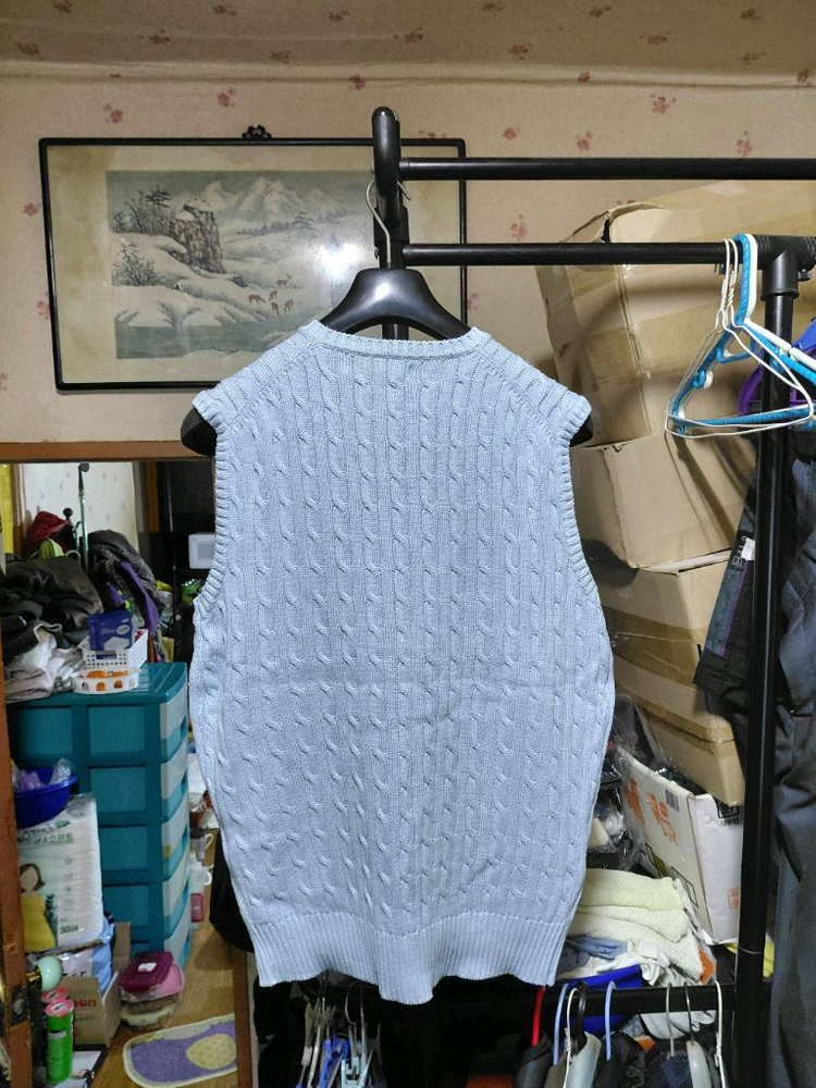 [폴로 랄프로렌]면 케이블 브이넥 니트 베스트(조끼)100사이즈 이미지