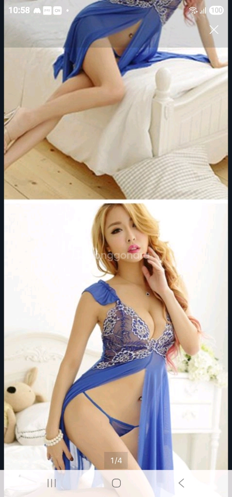 2종*이벤트 란제리 블루 시스루 슬립 44~66, 티팬티 2종 이미지