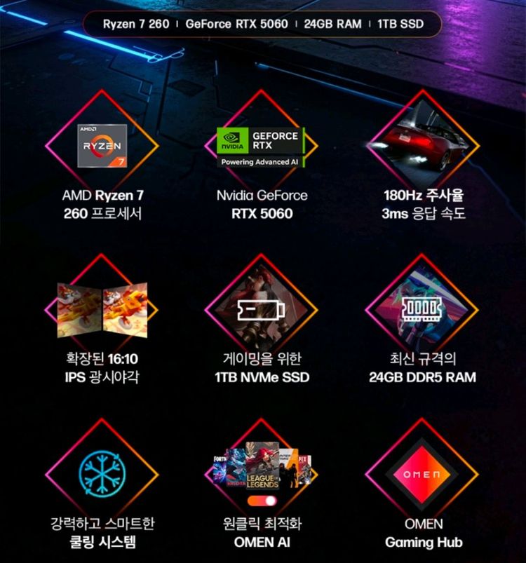 [15인치] RTX5060 HP OMEN 영상편집 게이밍 노트북 이미지