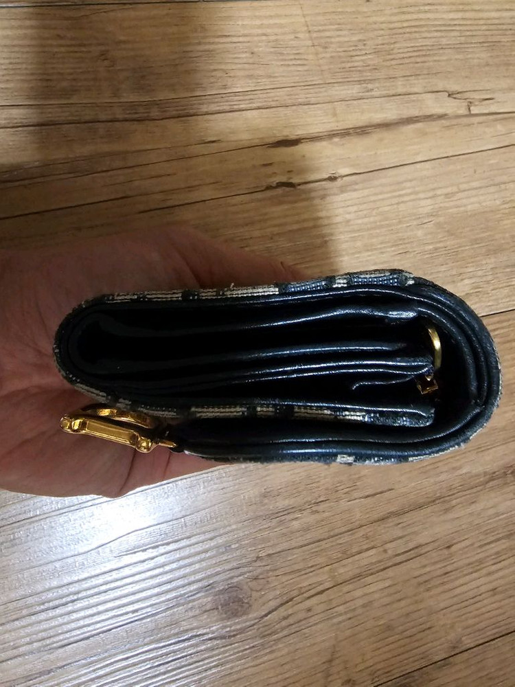 (정품/A급)디올 새들 로터스 3단 지갑 블루 오블리크 자카드 이미지