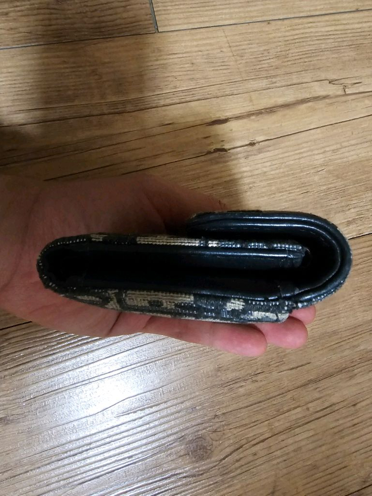 (정품/A급)디올 새들 로터스 3단 지갑 블루 오블리크 자카드 이미지