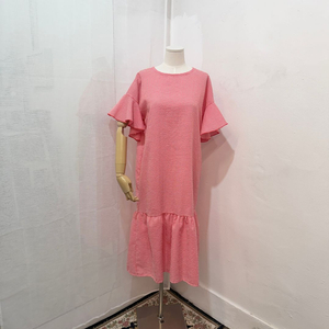 레드 깅엄체크 빨강체크 프릴 롱원피스 롱드레스 3327 이미지