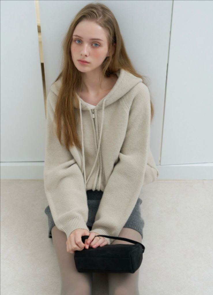 르베인 liane hoodie knit 그레이베이지 (새상품) 이미지