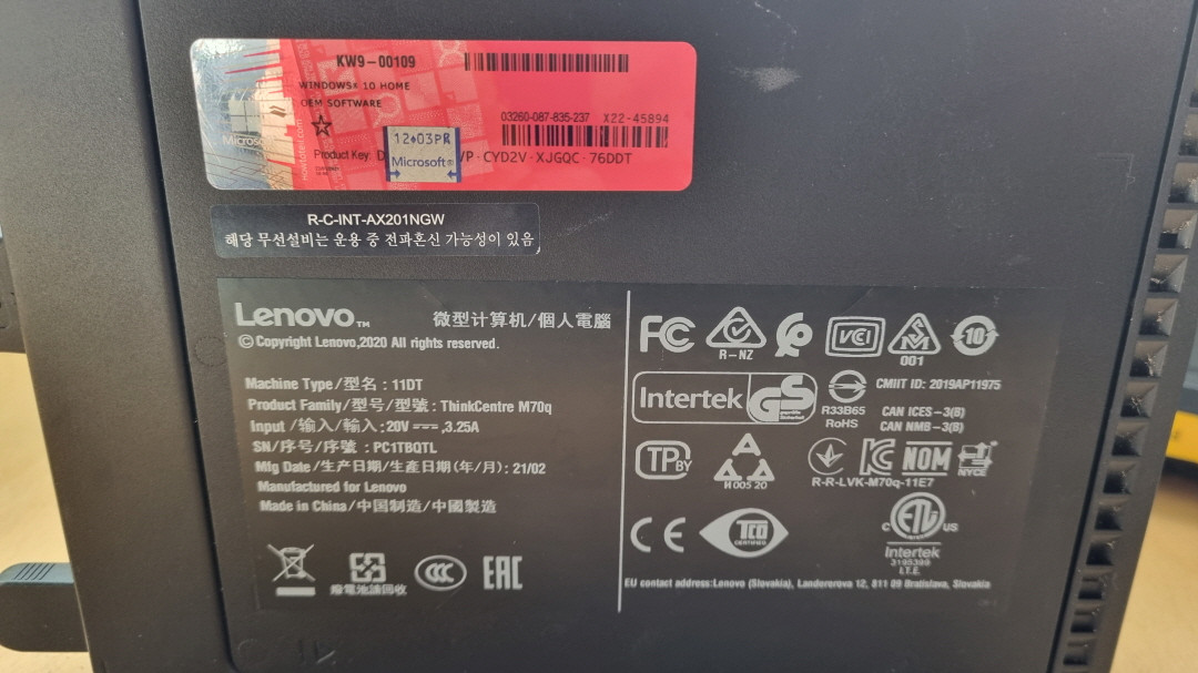 레노바 미니PC lenvo 11DT i5-10400T DDR4 8GB SSD 250GB 속도 아주 빨라요 이미지