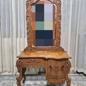 엔틱 수공예 원목 조각 콘솔화장대 이미지