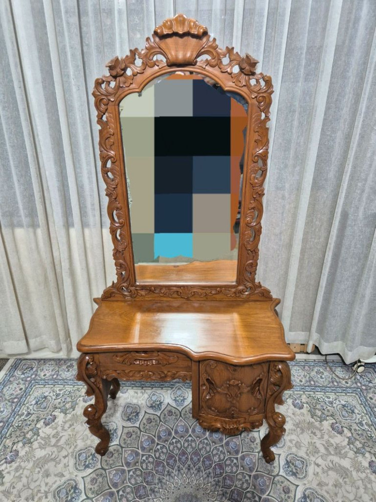 엔틱 수공예 원목 조각 콘솔화장대 이미지