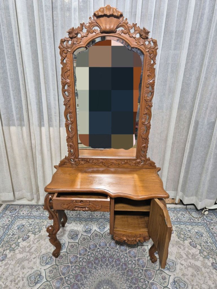 엔틱 수공예 원목 조각 콘솔화장대 이미지