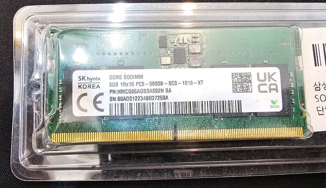 sodimm 노트북 하이닉스 ddr5 5600 8g 2장 판매합니다. 이미지