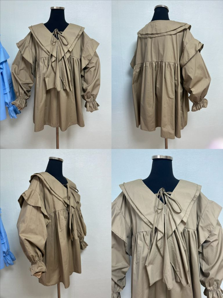 프릴롱블라우스,화이트아일렛레이스블라 이미지