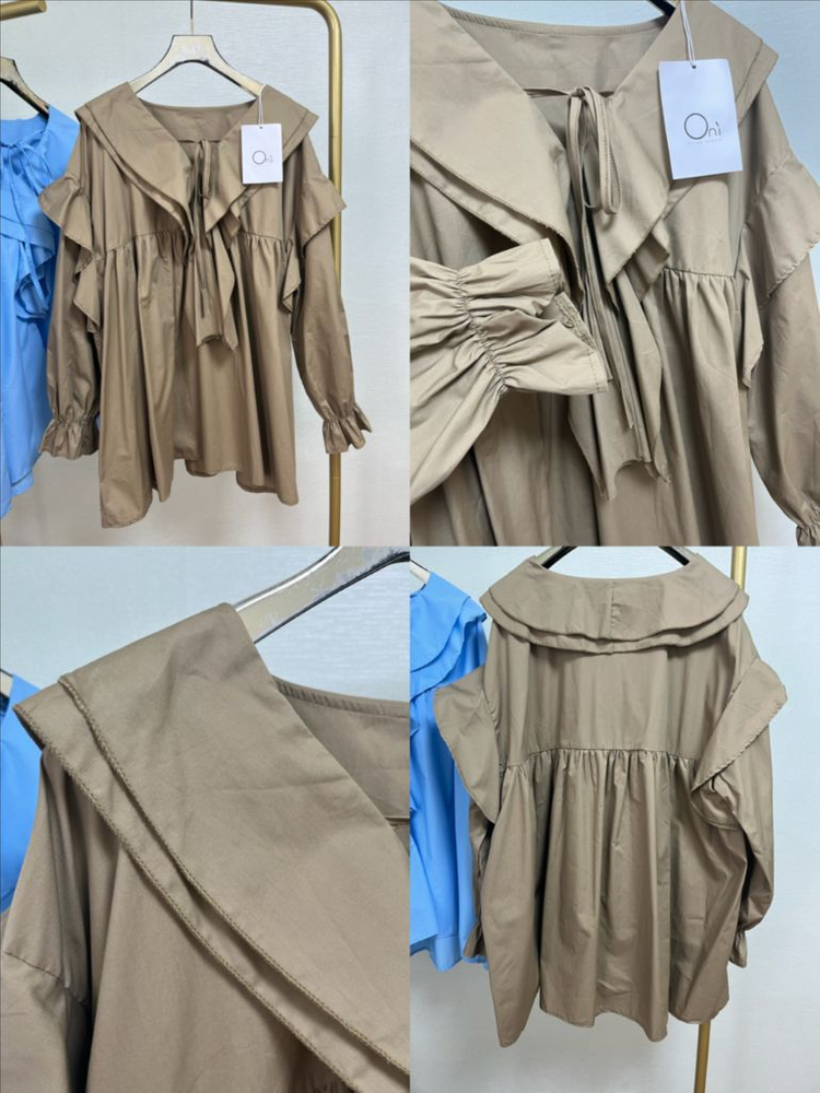 프릴롱블라우스,화이트아일렛레이스블라 이미지