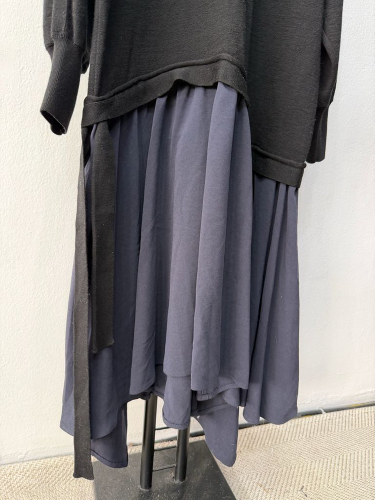 정품) LANVIN 랑방 한섬 블랙 니트 믹스 롱 원피스 88 이미지