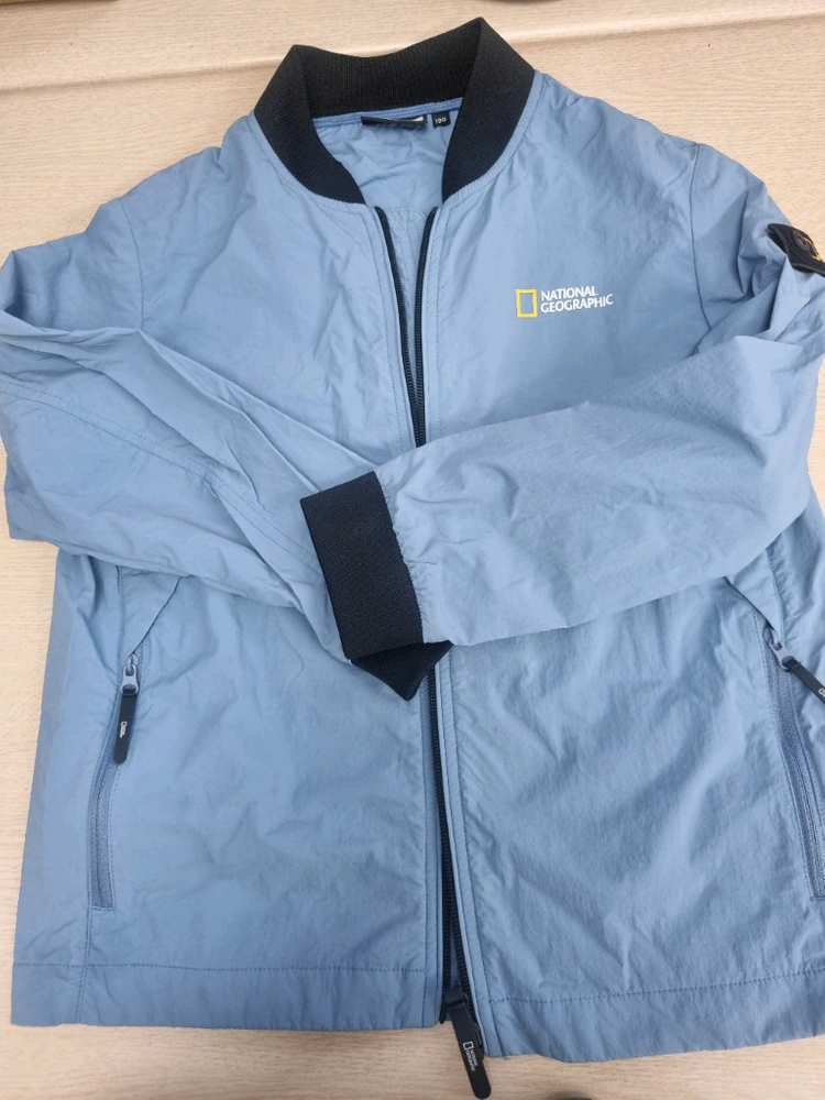 내셔널지오그래픽 키즈 홑겹 바람막이 블루 130 이미지