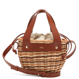 (정품) A.P.C. 아페쎄 라탄 가죽 버킷백 브라운 이미지