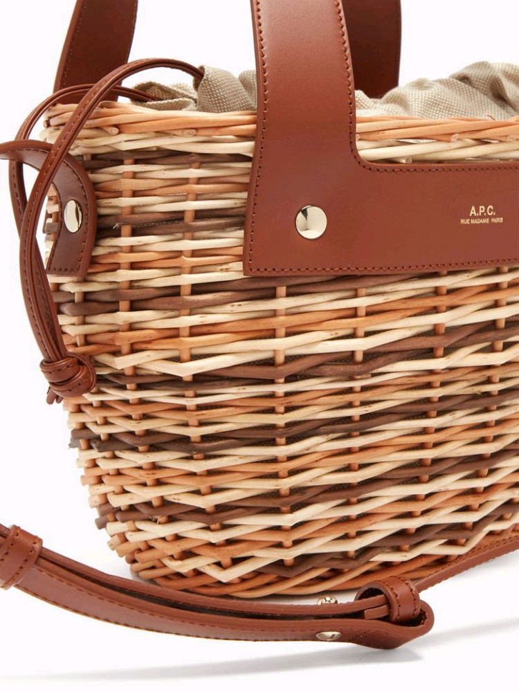 (정품) A.P.C. 아페쎄 라탄 가죽 버킷백 브라운 이미지