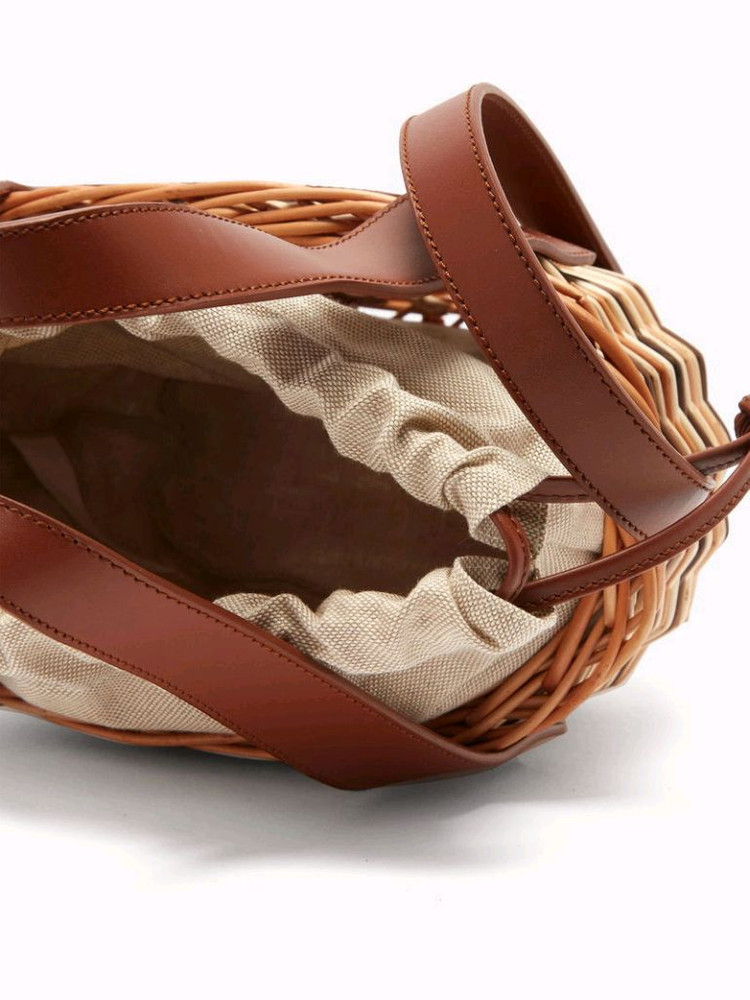 (정품) A.P.C. 아페쎄 라탄 가죽 버킷백 브라운 이미지