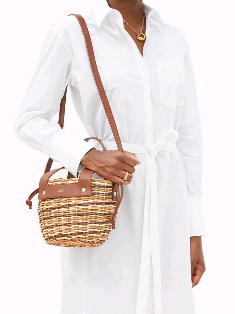 (정품) A.P.C. 아페쎄 라탄 가죽 버킷백 브라운 이미지