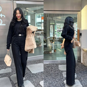 매니모어몽 하이웨이스트 블랙팬츠 이미지