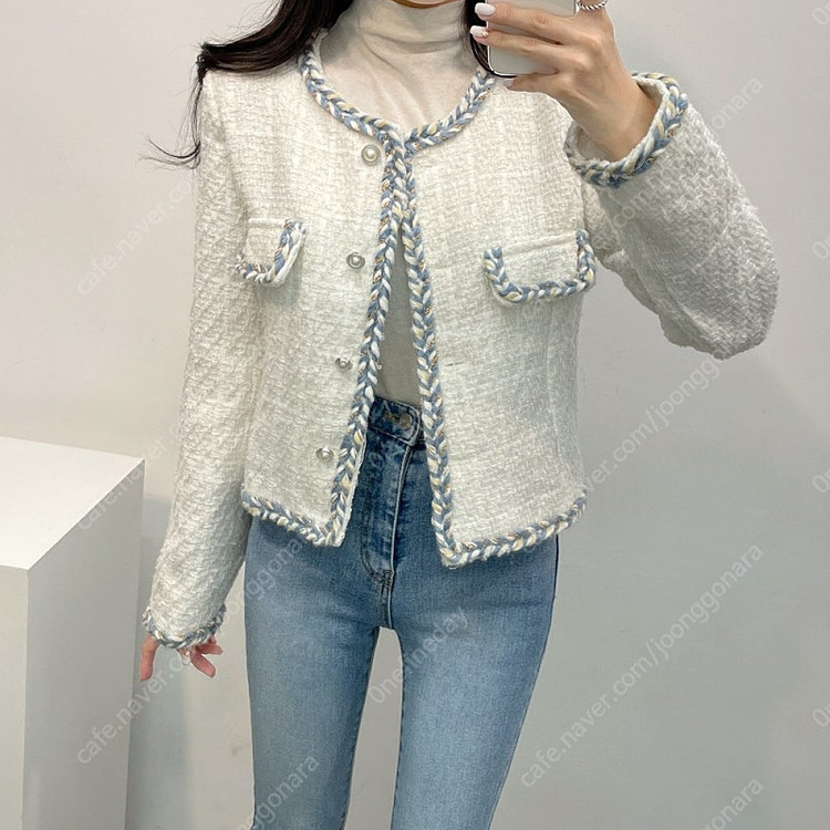 [새상품] 아이보리 포인트 트위드자켓 이미지