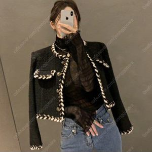 [새상품] 포인트 트위드자켓(블랙) 이미지