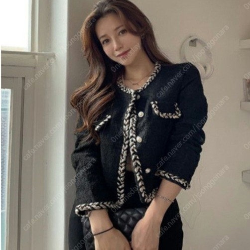 [새상품] 포인트 트위드자켓(블랙) 이미지