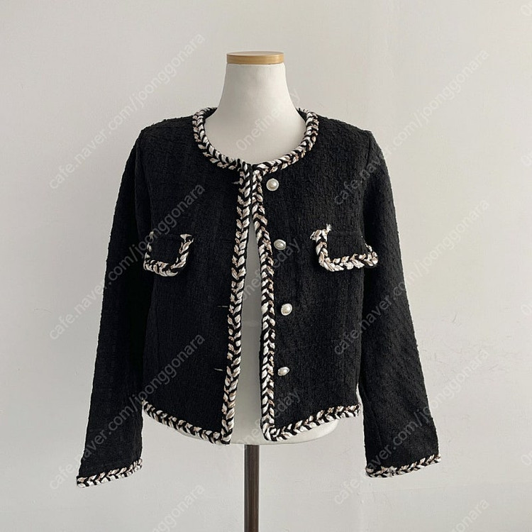 [새상품] 포인트 트위드자켓(블랙) 이미지