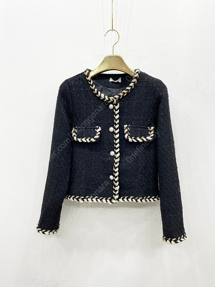 [새상품] 포인트 트위드자켓(블랙) 이미지