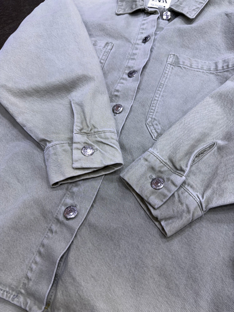 자라 우먼스 빈티지 데님 셔츠 자켓 셔켓 루즈핏 M 이미지