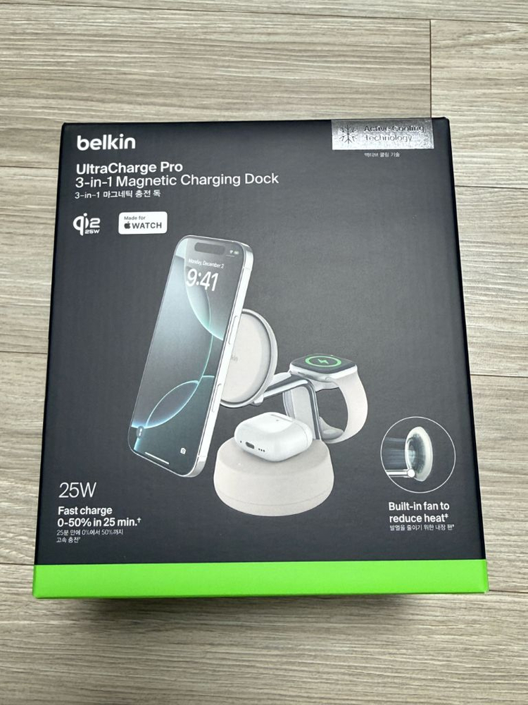 부산, 미개봉) WIZ040 벨킨 울트라차지 프로 3in1 맥세이프 충전기 이미지