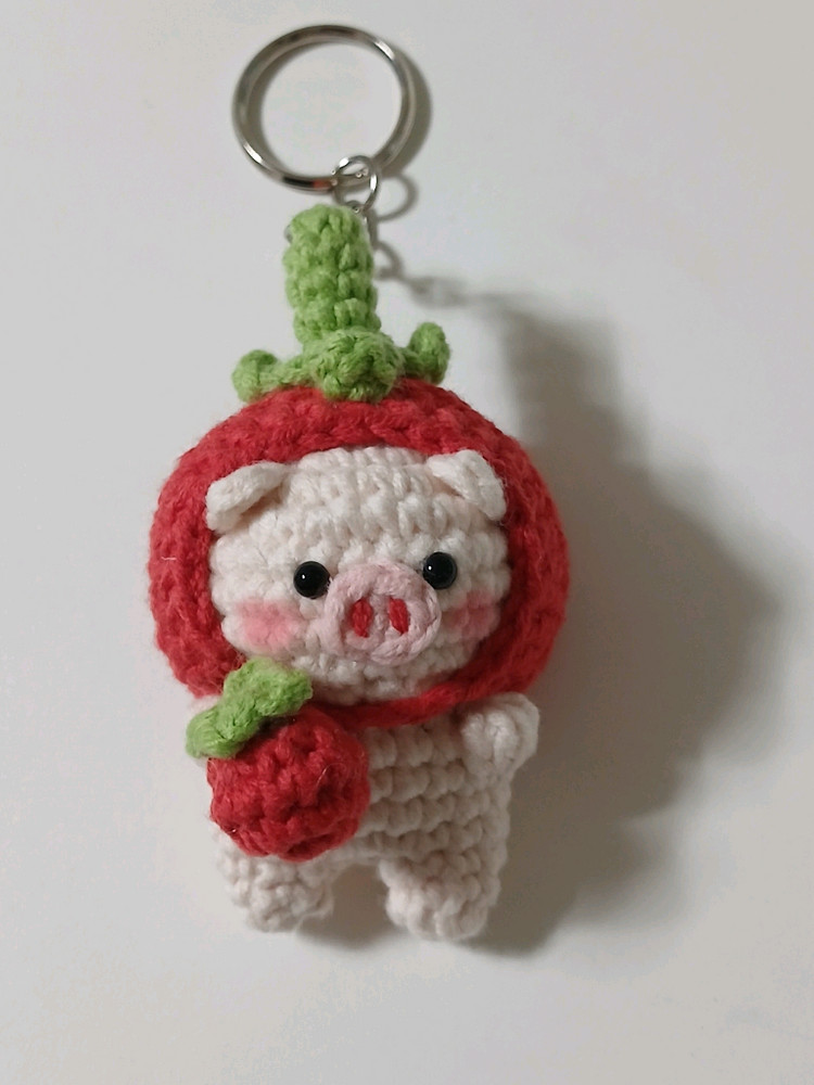 토마토 돼지 인형 뜨개 키링 이미지