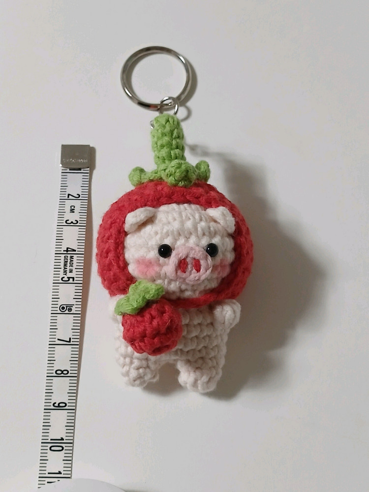 토마토 돼지 인형 뜨개 키링 이미지