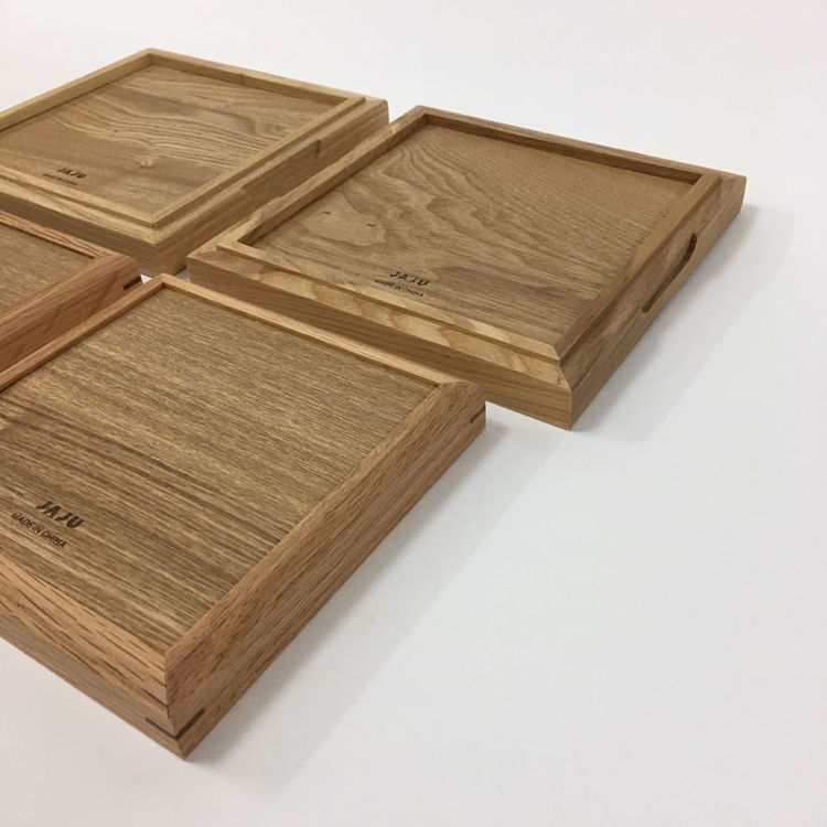 [미사용] 자연주의 JAJU 자주 나무 쟁반 / 우드 트레이 코스터 간식 접시 다용도 홈카페 이미지