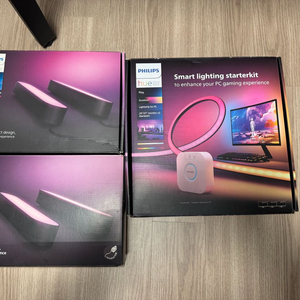 필립스 휴 라이트스트립 트리플모니터용 24-27인치*3 스타터킷+라이트바4개 이미지