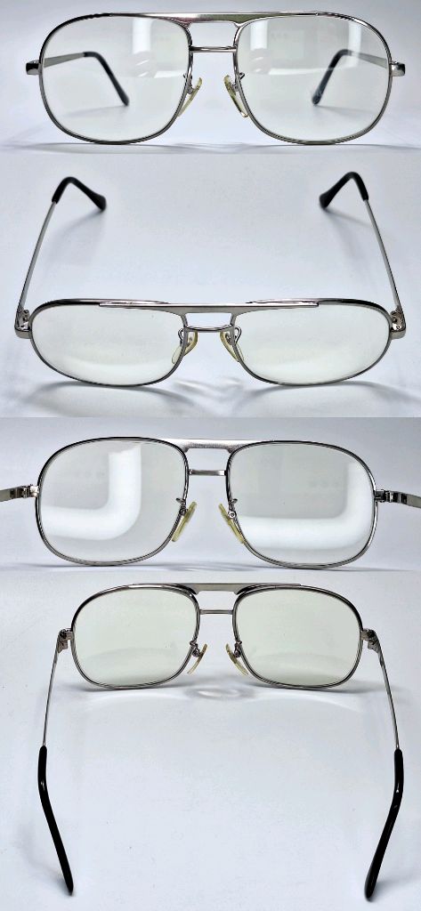 80s 일본제 빈티지 데드스톡 미사용/실버 투브릿지 안경테 140mm/더블브릿지 보잉 에비에이터 클래식 레트로 복고 이미지