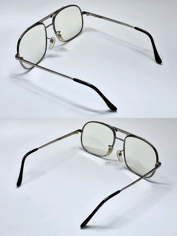 80s 일본제 빈티지 데드스톡 미사용/실버 투브릿지 안경테 140mm/더블브릿지 보잉 에비에이터 클래식 레트로 복고 이미지