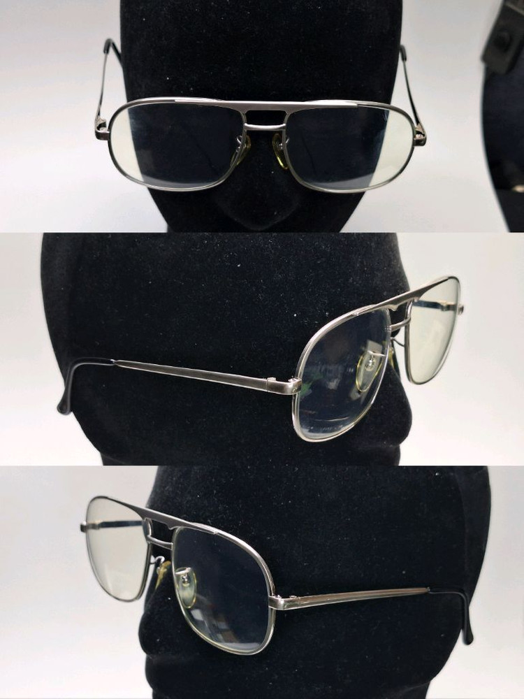 80s 일본제 빈티지 데드스톡 미사용/실버 투브릿지 안경테 140mm/더블브릿지 보잉 에비에이터 클래식 레트로 복고 이미지