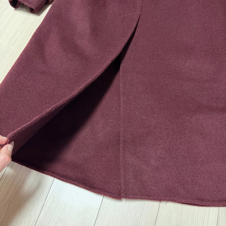 띠어리 캐시미어 울 랩 트렌치 고준희 코트 와인색 견장 벨티드 버건디 이미지