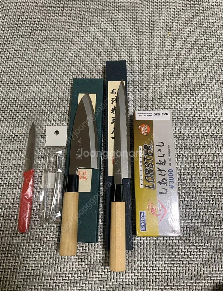 탄소강재질 낚시용 가능 마사끼사시미칼210미리 + 대바칼세트 및 용품 일괄처분합니다 이미지